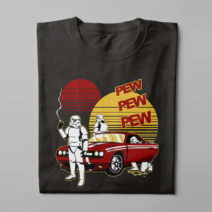 Pew Pew Star Wars Parody Men's Tee - black - folded long