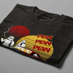 Pew Pew Star Wars Parody Men's Tee - black - folded short