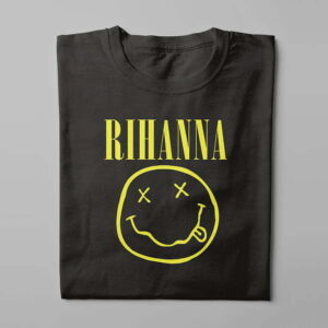 Rihanna Nirvana Spoof Music Men's Tee - black - folded long