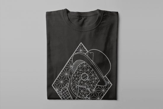 Geometric Gentleman Munky Design Graphic Men's Tee - black - folded long