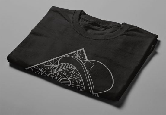 Geometric Gentleman Munky Design Graphic Men's Tee - black - folded short