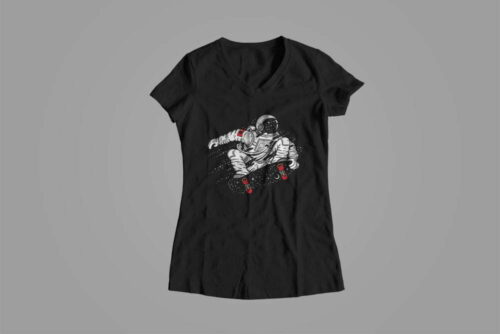 Spaceboarding Cool Gamma-Ray Graphic Design Ladies' Tee - black