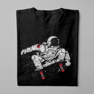 Spaceboarding Cool Gamma-Ray Graphic Design Men's Tee - black - folded long