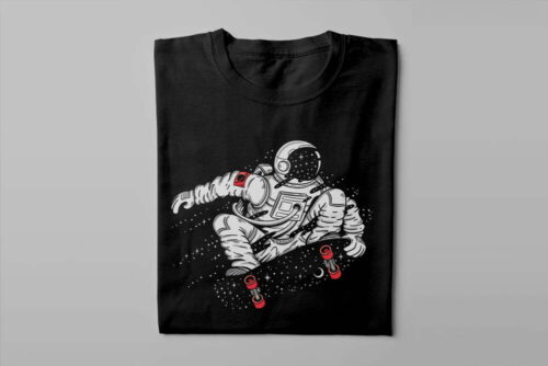 Spaceboarding Cool Gamma-Ray Graphic Design Men's Tee - black - folded long