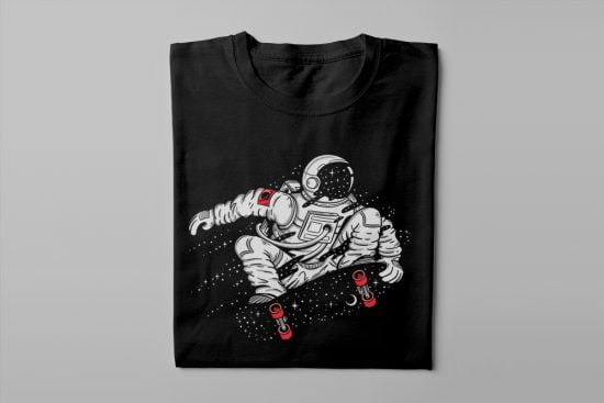 Spaceboarding Cool Gamma-Ray Graphic Design Men's Tee - black - folded long