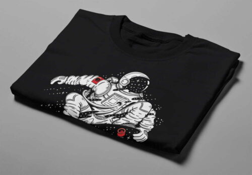 Spaceboarding Cool Gamma-Ray Graphic Design Men's Tee - black - folded short