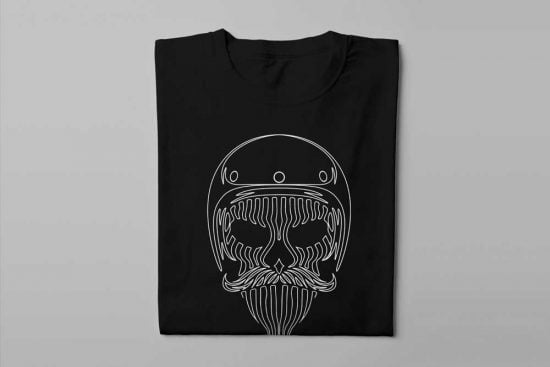 Skull Ronin Motorcycle Graphic Men's T-shirt - black - folded long