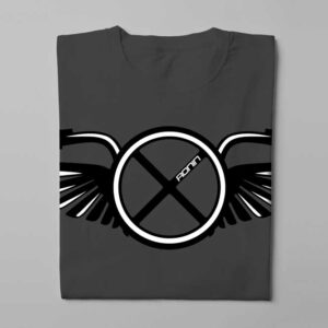 Wings Ronin Motorcycle Graphic Men's T-shirt - charcoal - folded long