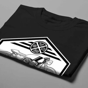 Hexagonal Bike On Ronin Motorcycle Graphic Men's T-shirt - black - folded short