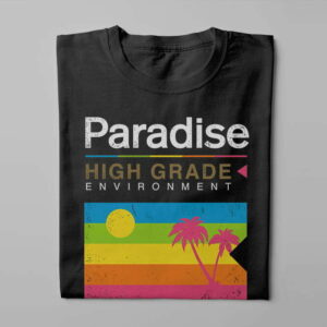 Paradise Gamma-Ray Graphic Design Men's Tee - black - folded long