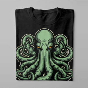 The Great One Cthulhu Piercing Blue Men's Graphic T-shirt - black - folded long