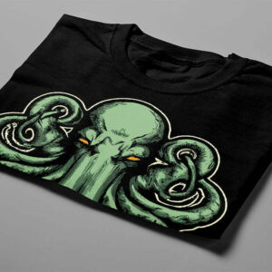 The Great One Cthulhu Piercing Blue Men's Graphic T-shirt - black - folded short