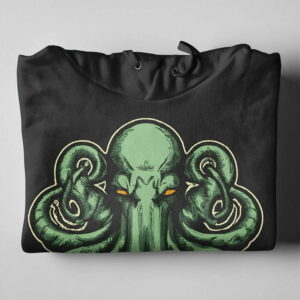 The Great One Cthulhu Piercing Blue Unisex Graphic Hoodie - black - folded