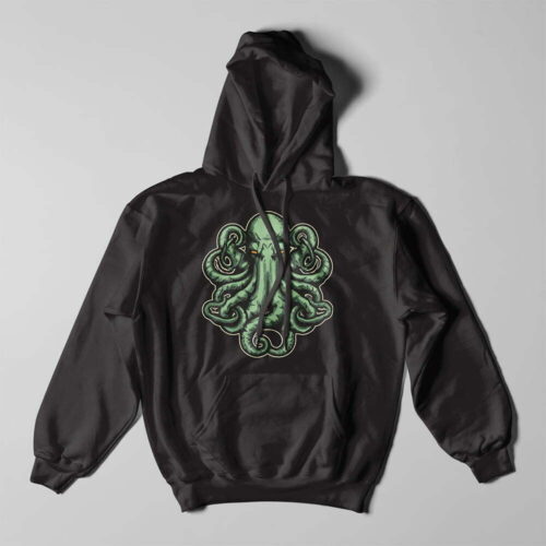 The Great One Cthulhu Piercing Blue Unisex Graphic Hoodie - black