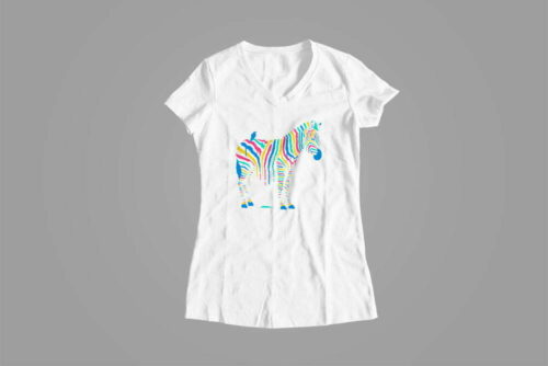 Zebra Gamma-Ray Graphic Design Ladies Tee - white