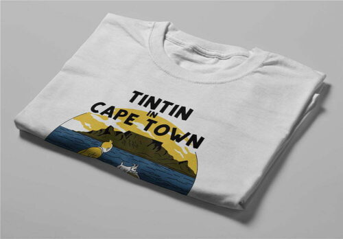 TinTin in Cape Town Illustrated Lennieville Men's Tee - white - folded short