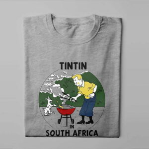 TinTin in South Africa Illustrated Lennieville Men's Tee - grey melange - folded long