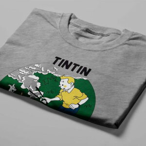 TinTin in South Africa Illustrated Lennieville Men's Tee - grey melange - folded short