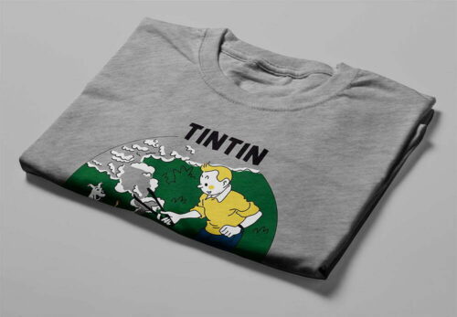 TinTin in South Africa Illustrated Lennieville Men's Tee - grey melange - folded short