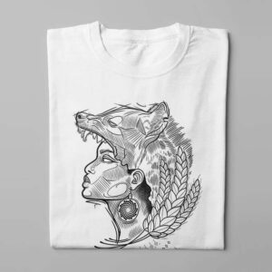 Wolf Maiden Munky Design Graphic Men's Tee - white - folded long