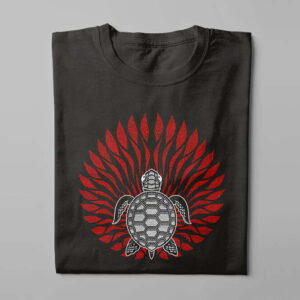 Fire Turtle Munky Design Graphic Men's Tee - black - folded long