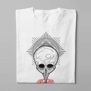 Skull Warp Munky Design Graphic Men's Tee - white - folded long