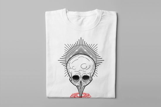 Skull Warp Munky Design Graphic Men's Tee - white - folded long