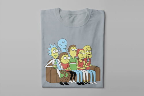 The Simpson's Couch Rick And Morty Fan Art Men's Tshirt Terrorist Tee - steel - folded long