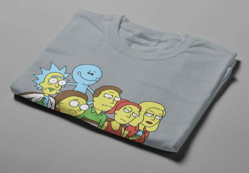 The Simpson's Couch Rick And Morty Fan Art Men's Tshirt Terrorist Tee - steel - folded short