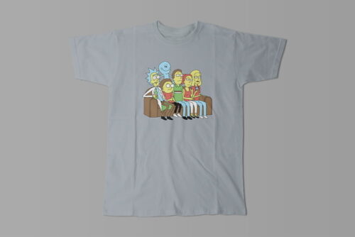 The Simpson's Couch Rick And Morty Fan Art Men's Tshirt Terrorist Tee - steel