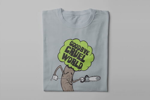 Goodbye Cruel World Funny Men's Tshirt Terrorist Tee - steel - folded long