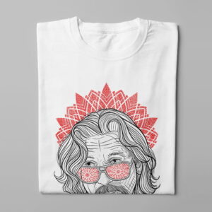 The Dude Big Lebowski Munky Design Graphic Men's Tee - white - folded long