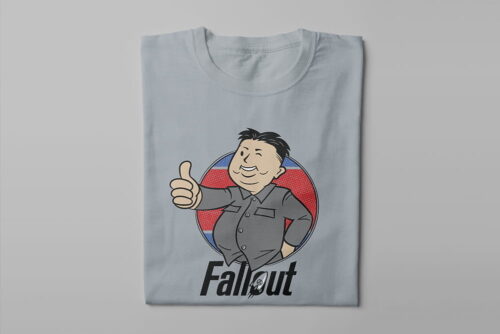 Fallout Kim Jong-un Gaming Parody Men's Tshirt Terrorist Tee - steel - folded long