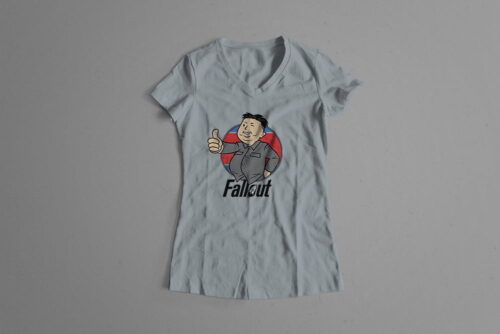 Fallout Kim Jong-un Gaming Parody Ladies' Tshirt Terrorist Tee - steel