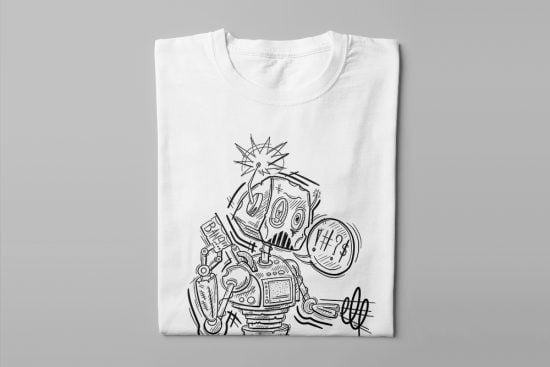 Mad Robot Munky Design Graphic Men's Tee - white - folded long