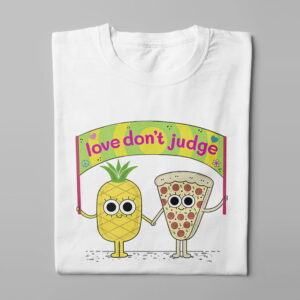 Pride Love Don't Judge Illustrated Happy Chicken Fitness Cult Men's Tee - white - folded long