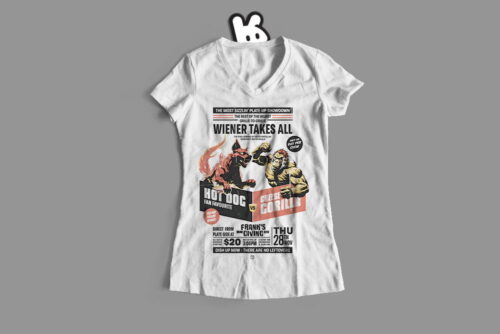 Hot Dog vs Cheese Gorilla Parody Fight Night Mode:Random Ladies' Tee - white