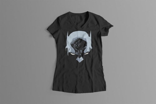 Batman Cowl Piercing Blue Ladies' Graphic T-shirt - black