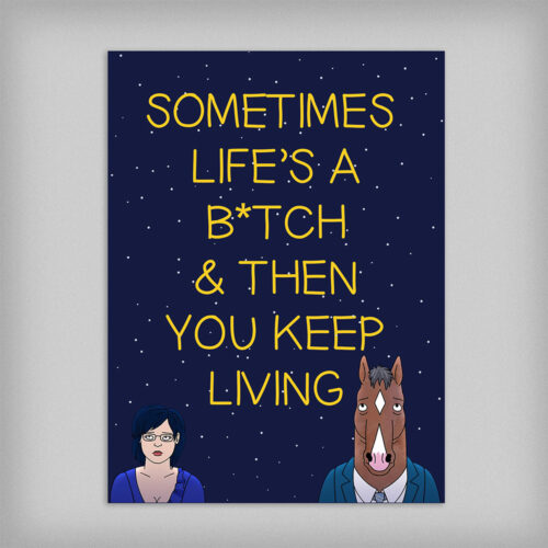 Bojack Horseman Ending Fan Art Piercing Blue Graphic Design Poster Wall Art - no border - straight