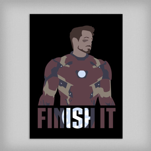 The Avengers Tony Stark Fan Art Piercing Blue Graphic Design Poster Wall Art - no border - straight