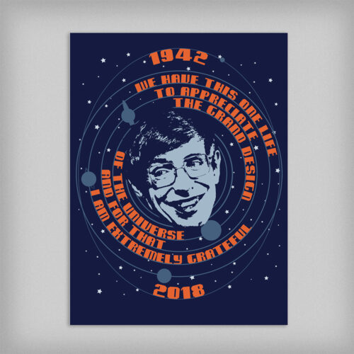 Stephen Hawking Fan Art Piercing Blue Graphic Design Poster Wall Art - no border - straight