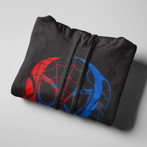 Spider-Verse Trio Piercing Blue Unisex Graphic Hoodie - black - folded strings