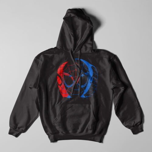 Spider-Verse Trio Piercing Blue Unisex Graphic Hoodie - black