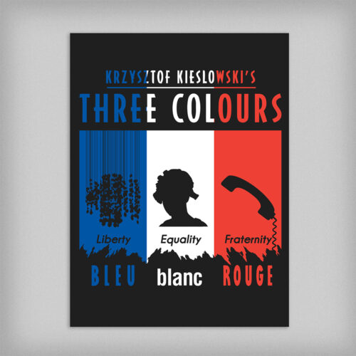 Three Colours Arthouse Movie Piercing Blue Graphic Poster Wall Art - no border - straight