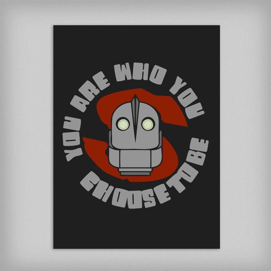 Iron Giant Animation Piercing Blue Graphic Design Poster Wall Art - no border - straight