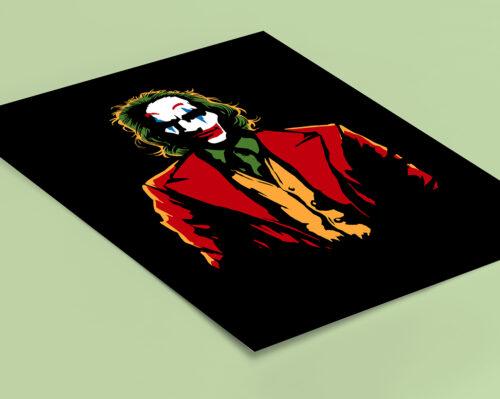 The Joker Superhero Fan Art Luke Molver Graphic Design Poster Wall Art - no border - angled