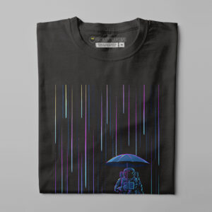 Meteor Starfall Gamma-Ray Graphic Design Men's Tee - black - folded straight