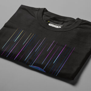 Meteor Starfall Gamma-Ray Graphic Design Men's Tee - black - folded angled