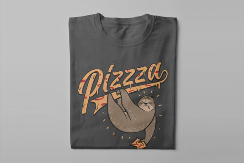 Pizzza Sloth Men's Tshirt Terrorist Tee - charcoal - folded straight