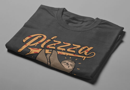 Pizzza Sloth Men's Tshirt Terrorist Tee - charcoal - folded angled